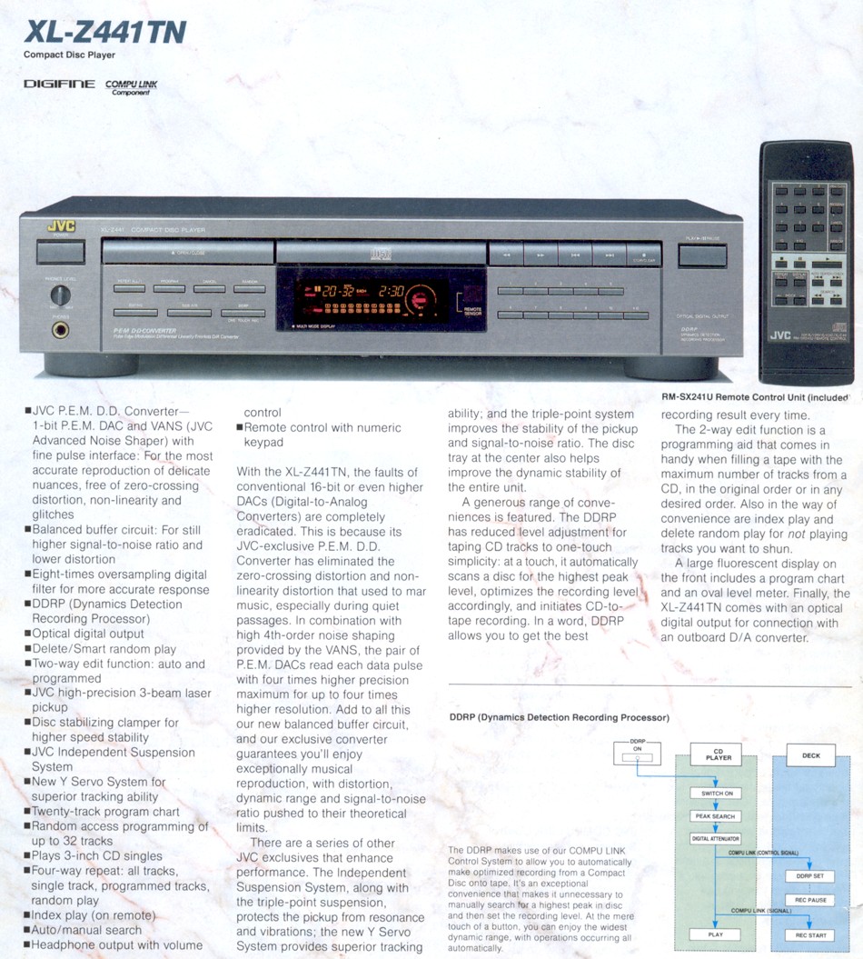 JVC XL-Z411 BK CD Player Service Manual *Original* 